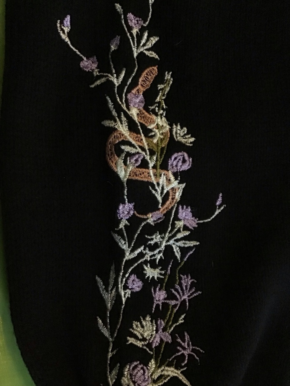 Whimsy Black Cropped Sweater with Purple Floral and Snake Embroidery - Picture 7 of 7